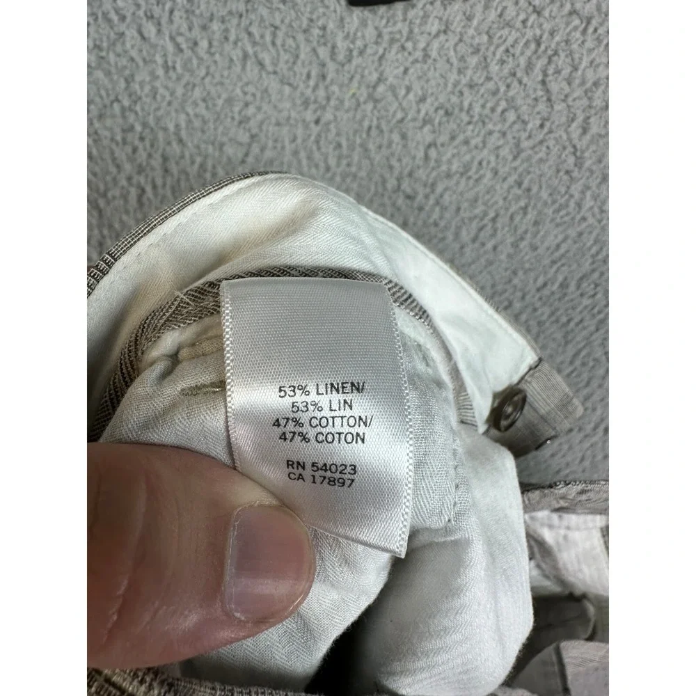 Banana Republic Linen Blend Gray Casual Chino Shorts Size 36 Plaid Men Golf
